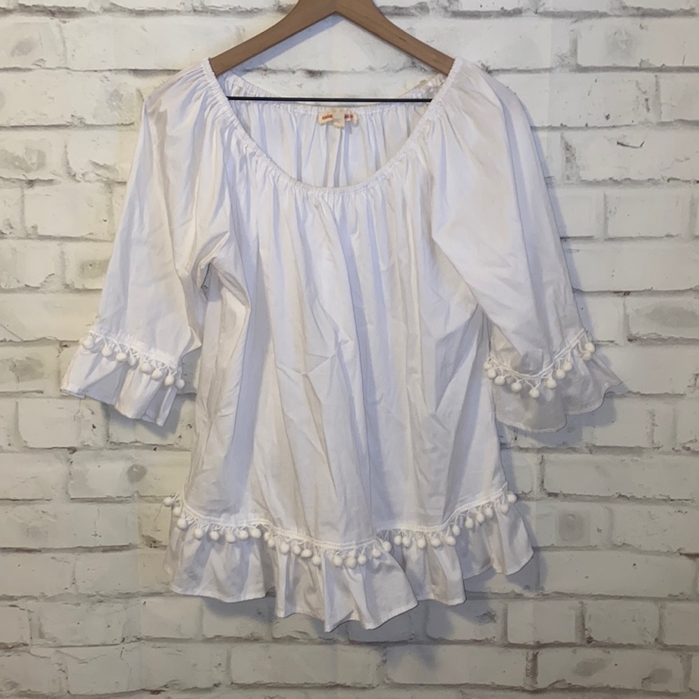 NEW Grand & Greene cotton pom pom blouse